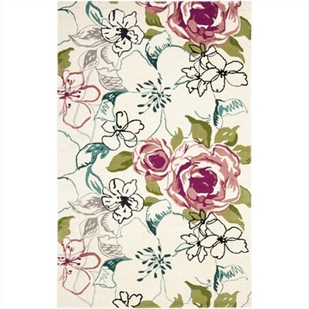 Safavieh 5 x 8 ft. Medium Rectangle Contemporary Wyndham Ivory and Multi Hand Tufted Rug WYD378A-5
